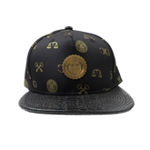 Capital Gains Men's Streetwear Monogram & Snakeskin Flat Bill Hat Strap Back Cap